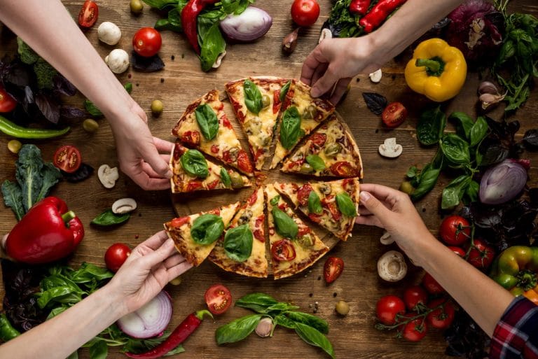 Pizza Ingredients - Mushroom, Onion, Capsicum, Basil, Tomato, Chilli, Olives