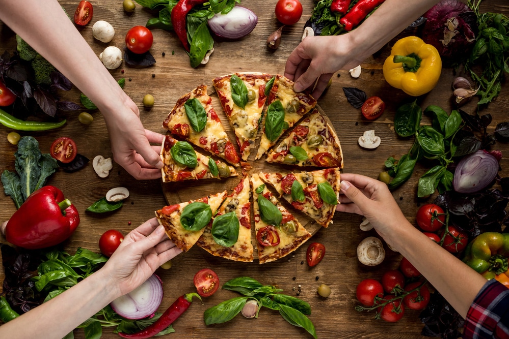 Pizza on table