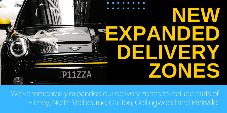 Expanded Delivery Zones - 11 Inch Pizza