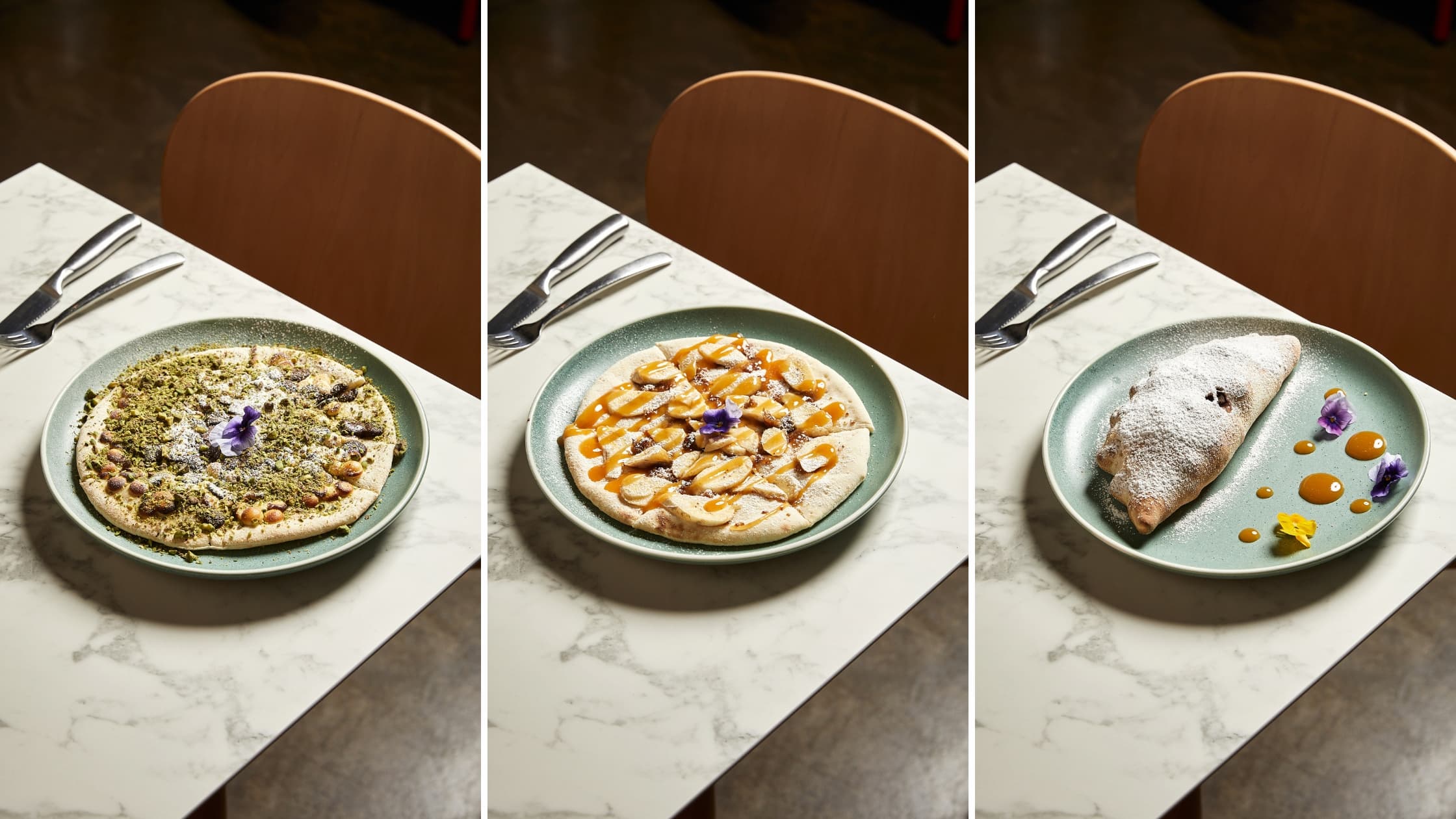 Selection of dessert pizzas served at 11 Inch Pizza Melbourne.